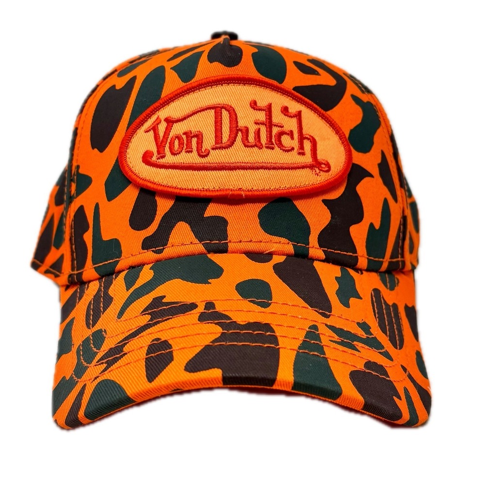 Von Dutch Orange Camo Snapback Hat Baseball Cap Logo Patch One Size 1649